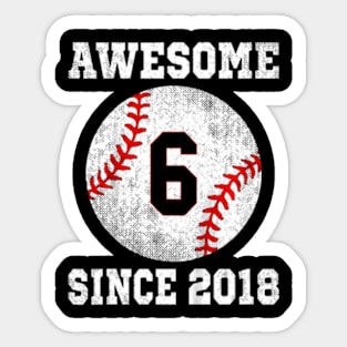 Kids 6Th Birthday Baseball Player 6 Years Old Sports Sticker